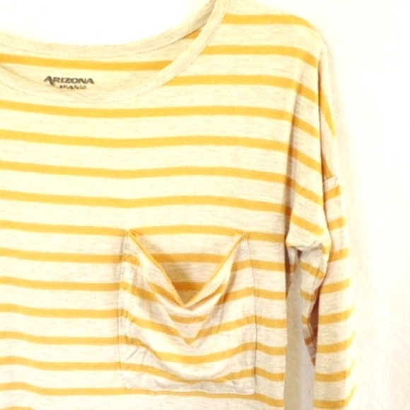 Buttercream Yellow Striped Shirt, 3/4 sleeve - Picture 3 of 6